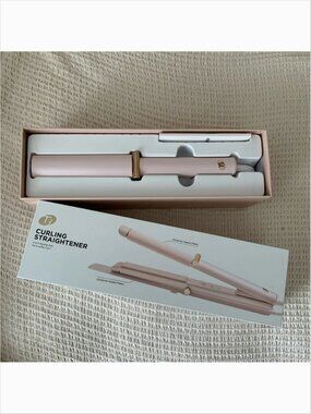 USED ONCE - T3 Micro Curling Straightener 2-in-1 Iron Hot Hair Tool in Pink